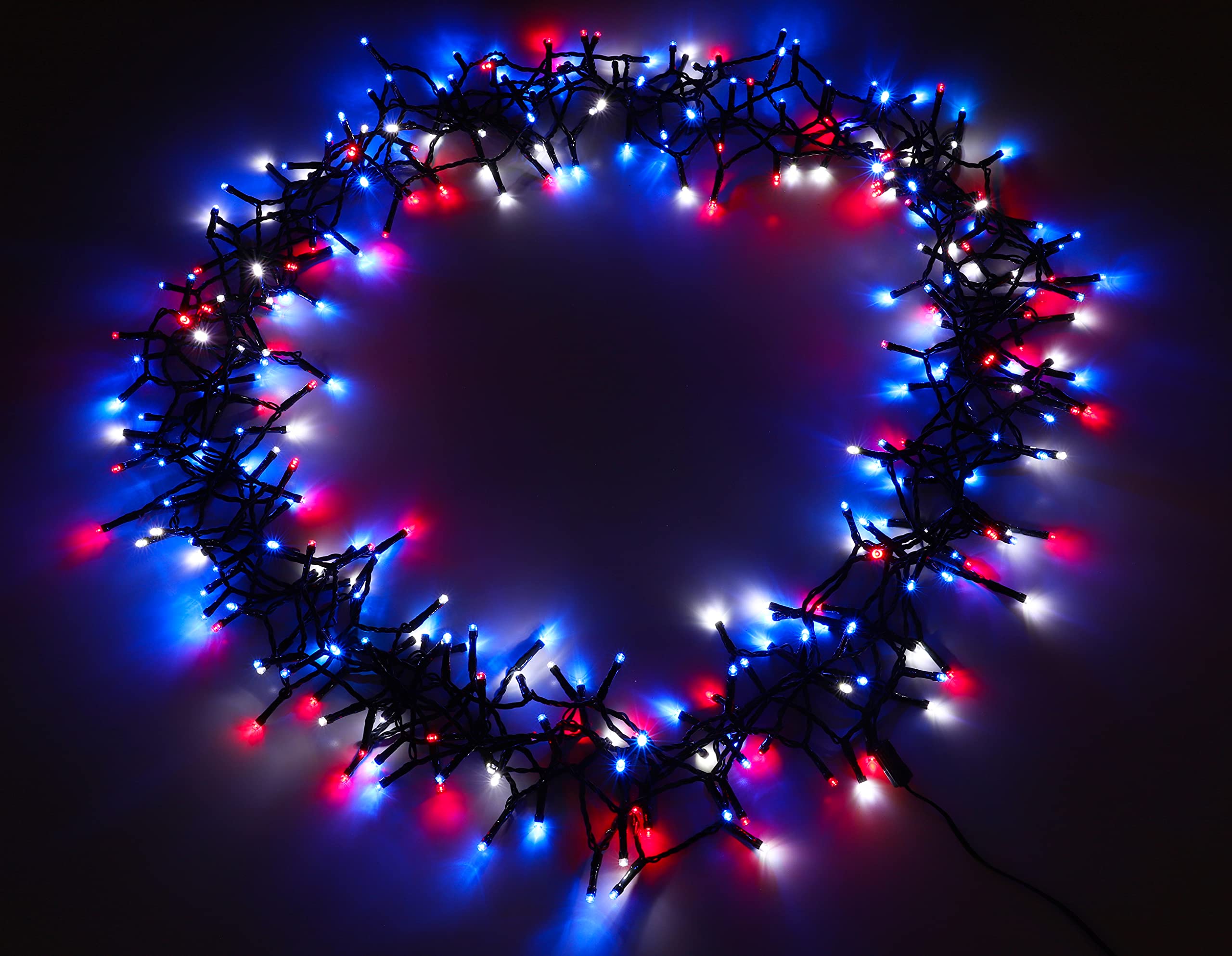Christmas Concepts® 300 LED Chasing Lights - Indoor/Outdoor - 8 Function Control Box (Red, White & Blue)