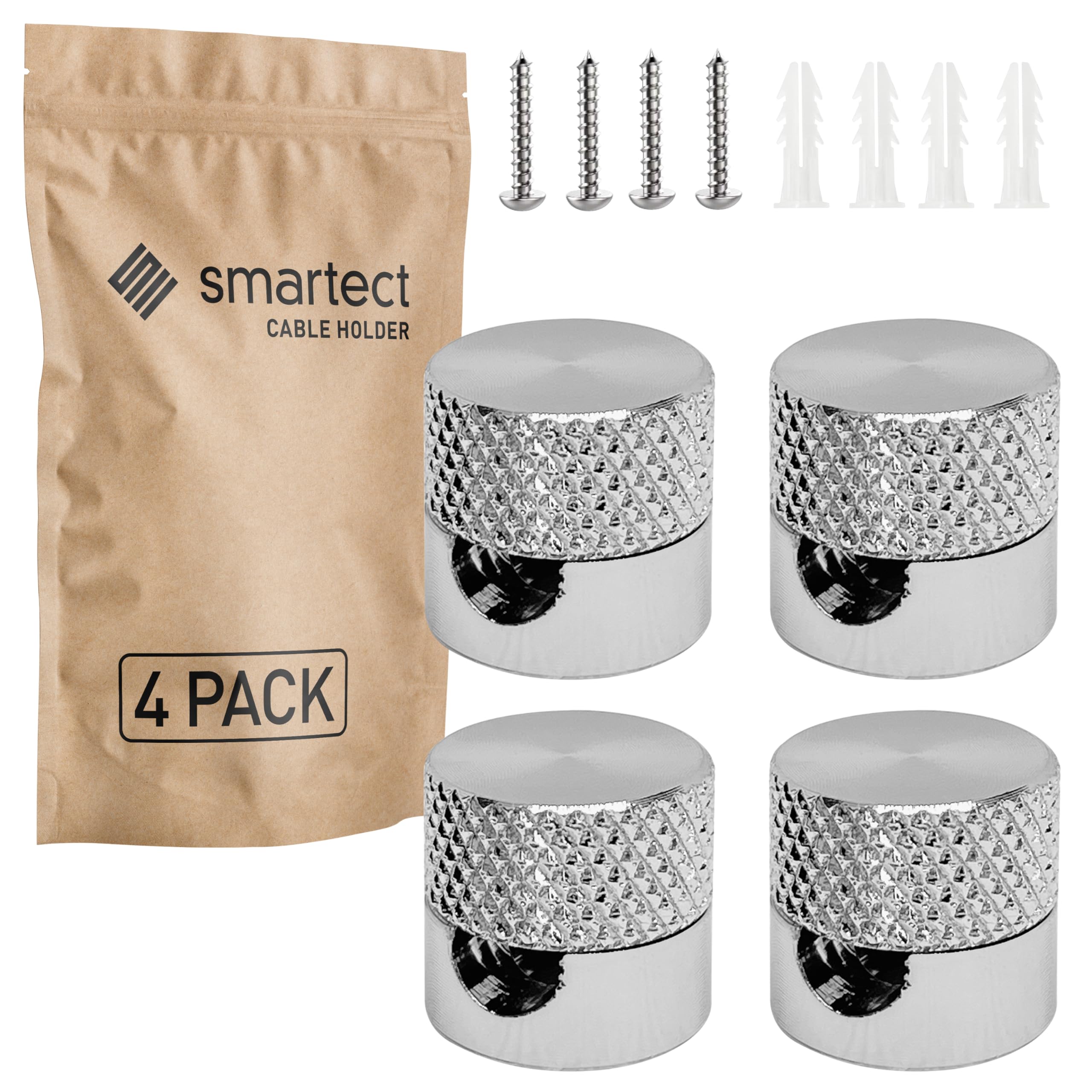 smartect Aluminium Wall and Ceiling Pins [4 Pieces, Corrugated, Metal] Cable Decentralizer with wall Plugs and Screws Included, Ceiling Light Hook for Your DIY Project