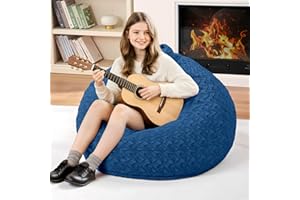 HABUTWAY 2FT Bean Bag Chair,Giant Bean Bag Chairs for Adults,Big Bean Bags with Memory Foam Filled, Large Beanbag Chairs with Chevron Plush Cover-Blue