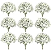 Huatsing 140 Pcs Artificial Flowers,Babys Breath Artificial Flowers,Fake White Babys Breath Flowers Artificial Bulk,140 Pcs Real Touch Flowers for Wedding Party Home Garden Decoration (140)