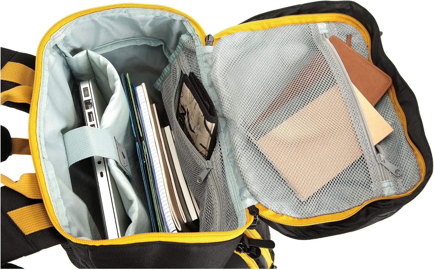 Weekender Alltagsrucksack mit gepolstertem Laptopfach, Schulrucksack, Wanderrucksack inkl. Nassfach, 42 L, Golden Black - Image 5