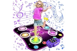 Jugana Kids Dance Mat Toys, Electronic Music Dance Pad with Light Up 6-Button & Wireless Bluetooth, Dance Game Toy Gift for 3-12 Year Old Kids Girls Boys