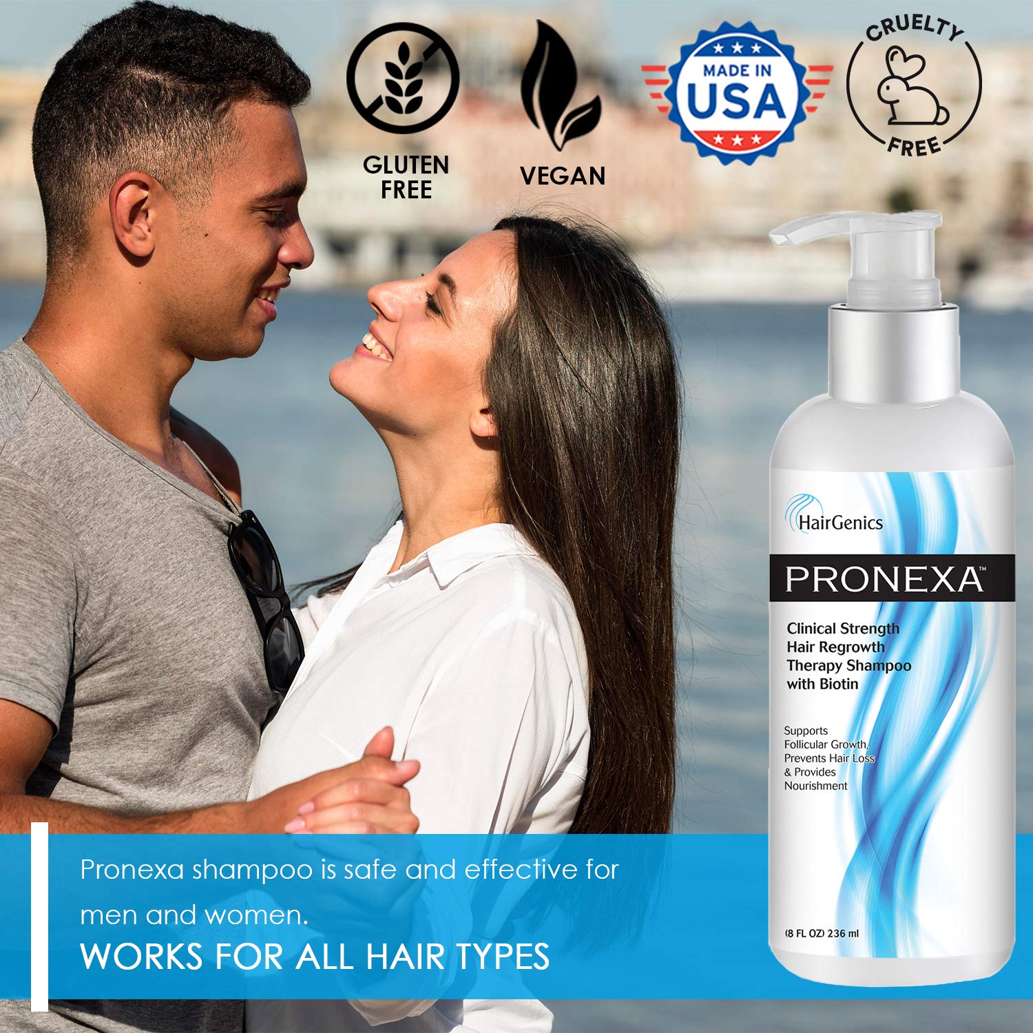 Hairgenics Pronexa Clinical Strength Hair Growth & Regrowth Therapy Hair Loss Shampoo With Biotin, Collagen, and DHT Blockers for Thinning Hair, 8 fl. oz.: Beauty