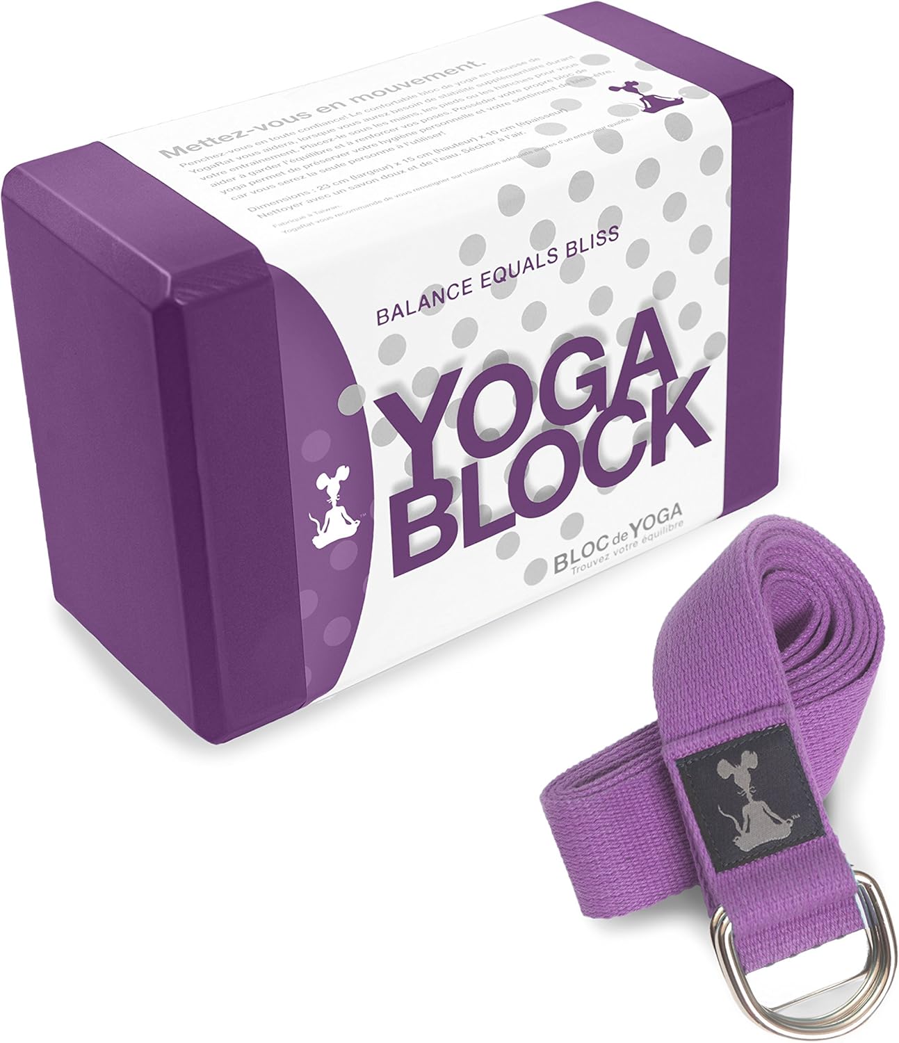 Yoga Block and Yoga Strap Set Block and 8' Strap Amazon.co.uk Sports