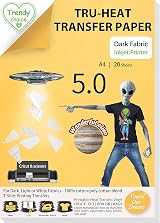 TransOurDream Tru-Heat Dark 5.0 Transfer Paper 20 Sheets A4 Iron On Inkjet