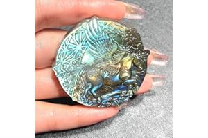 AMOYSTONE Natural Labradorite Carved Horse Polished Palm Stone Quartz Crystal Healing Reiki Unique Decor Ornaments