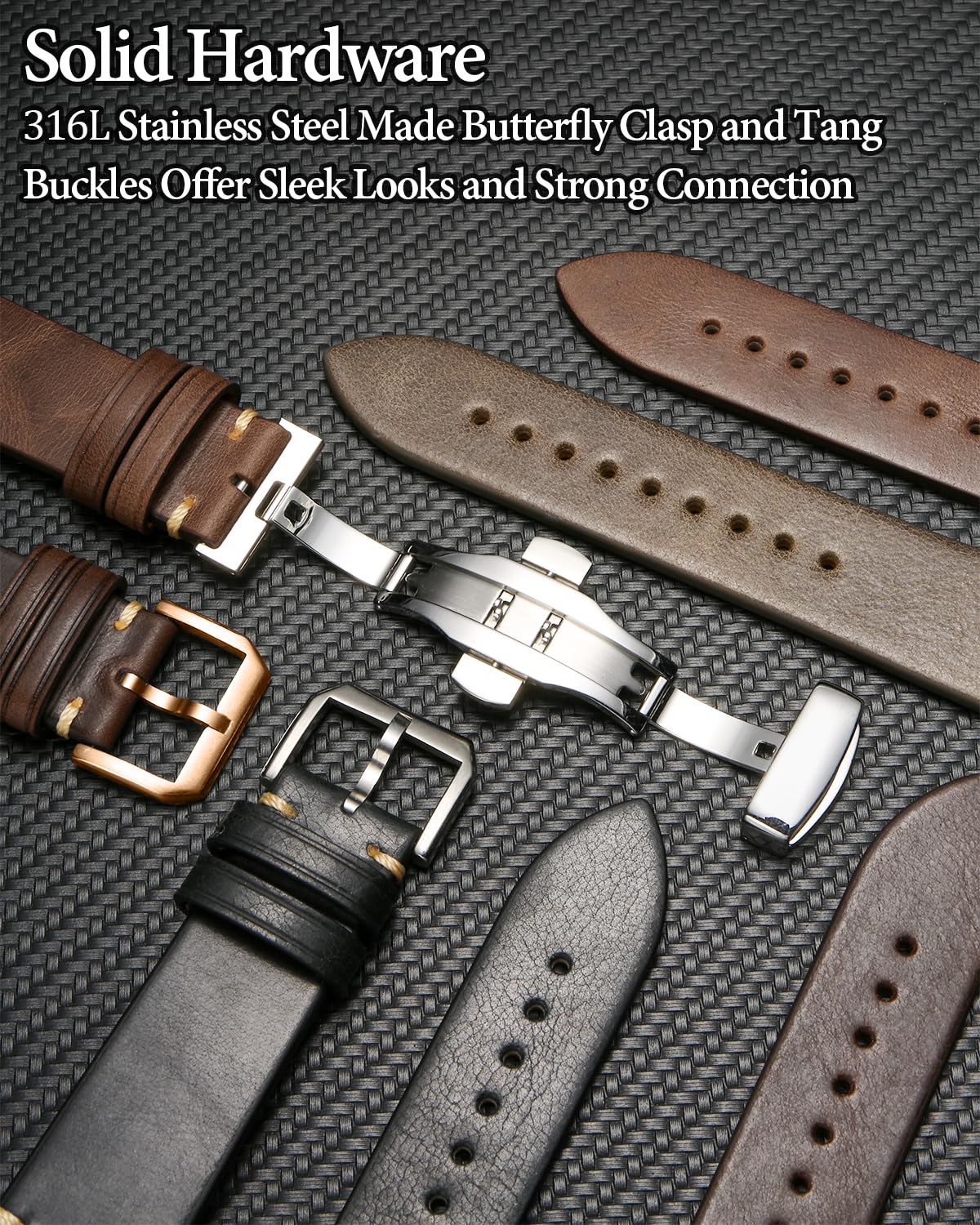 REZERO Quick Release Watch Band, Top Grain Leather Watch Straps, Italian Calfskin Watchbands Replacement 18mm 19mm 20mm 21mm 22mm 23mm 24mm for Men, Women