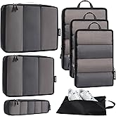 Bagail Ultralight Compression Cubes 7 Set - 3 Packing Cubes, 3 Organizers, and 1 Shoe Bag