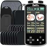 TENS EMS Unit Muscle Stimulator for Pain Relief Therapy - 4 in 1 TENS EMS Relax Custom Frequency+Pulse - Muscle Massager 36 Modes 20 Intensity, Memory &amp; Favorites Function, 3.8" Color Display - Gray