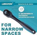 LIBRATON Ratchet Set 3 Pcs 1/4 3/8 1/2 Drive 72-Tooth Quick Release view 5