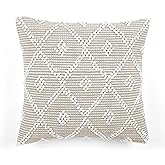 Lush Decor Adelyn Decorative Throw Pillow Cover, 20" W x 20" L, Neutral - Square Pillow - Neutral Diamond Pillow - Textured Pillows - Hygge Decor - Farmhouse Throw Pillows For Bed, Couch, Or Chair