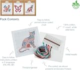 Trimits 3PK Cross Stitch Kits for Adults Beginners Butterfly Cat Flowers 13x13cm view 3