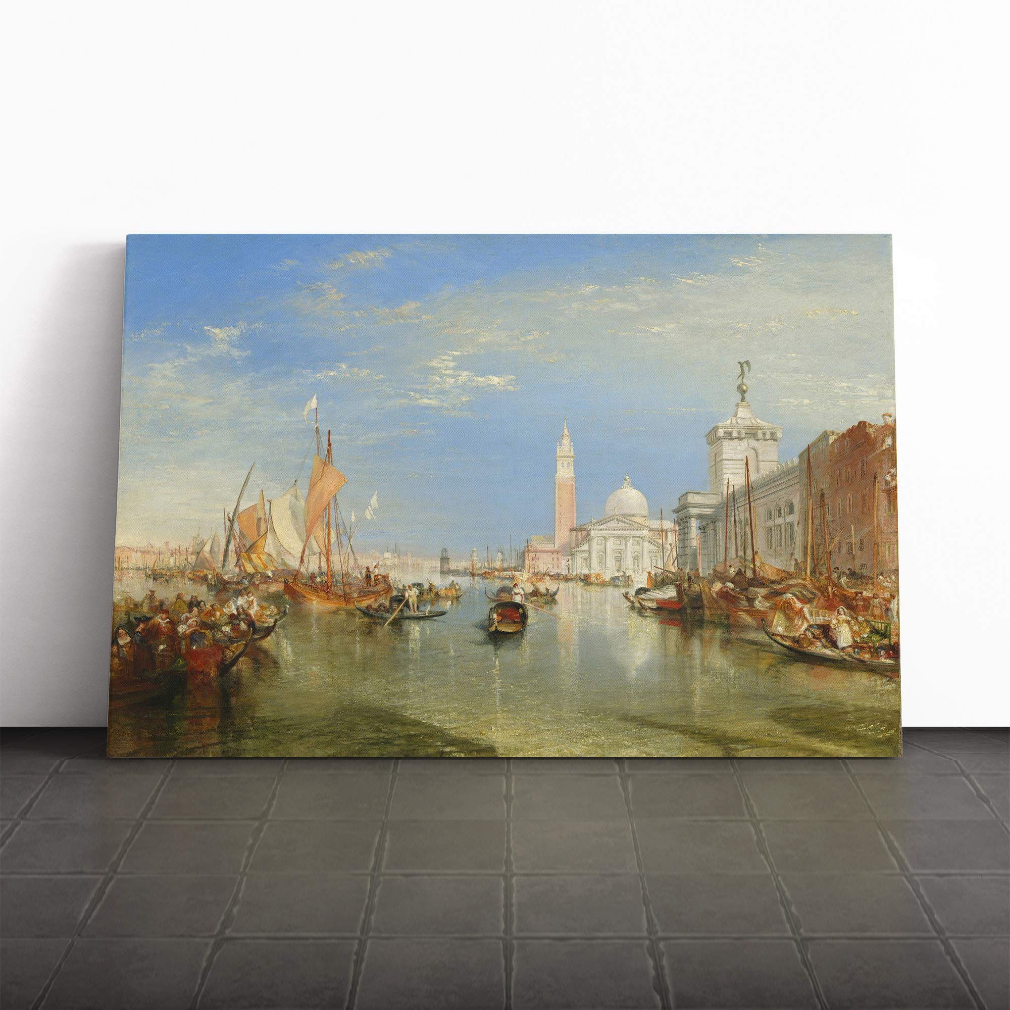 Joseph William Turner Dogana and The Santa Maria Canvas Print | Gallery Wrapped 30mm Frame Wall Art | 20x14 inches | Ready to Hang | Contemporary Christmas Picture | Living Room Bedroom Lounge Office