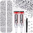 6100Pcs Resin Rhinestones for Crafting with 2Pcs 10ml B7000 Jewelry Glue, 1 Box Flatback Crystals Diamond (Clear) for Bedazzling Crafts DIY Nail Art Non Hotfix Gems for Clothing Shoes Tumblers