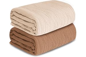 GUNTAIL Muslin Swaddle Blankets for Newborn, 2 Pack Breathable Soft Receiving Blanket, Large 41 x 41 inches Swaddle Wrap Burping Clothes, Essentials Infant Shower Items. (Beige & Coffee)