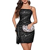 Dressystar Women's Sequin Sparkly Short Cocktail Dress Spaghetti Strap Glitter Bodycon Prom Homecoming Party Mini Dress