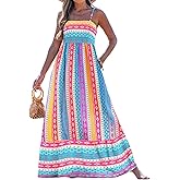popvil Women Maxi Dress 2026 Spring Spaghetti Strap Summer Long Boho A-Line Flowy Dress Casual Sleeveless Sun Beach Dress