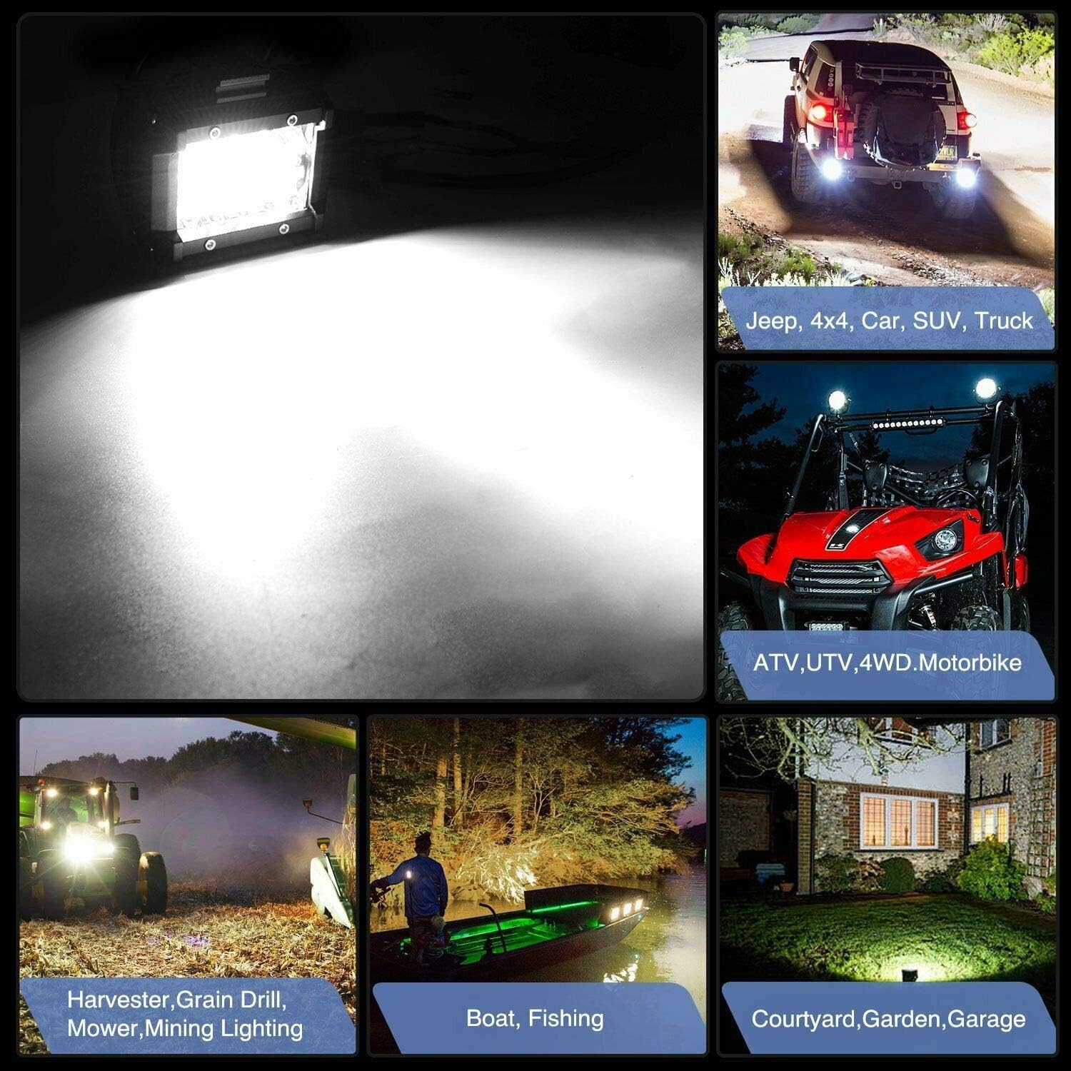 Nilight ZH412 Bar Set, 20 Inch 420W Triple Row Spot Flood Combo Work Driving Lamp, 2Pcs 4 Inch 60W Cube LED Pods Lights with Off-Road Wiring Harness-3 Leads, 2 Year Warranty: Automotive