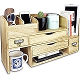 Ikee Design Adjustable Wooden Desktop Organizer Office Supplies Storage Shelf Rack