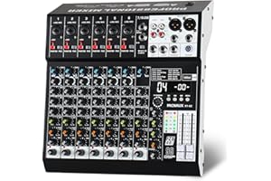 MICNAUX Audio Mixer 8 Channel Professional Sound Mixer Console with 99 DSP Effects, Mixing Board DJ Mixer w/USB, Bluetooth, 48V Power Supply, PAD Button for Recording Karaoke PA Drum Live Music