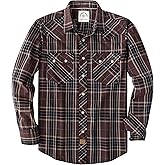 Dubinik® Pearl Snap Shirts for Men Long Sleeve Lightweight Casual Western Plaid Cowboy Cotton Vintage Work Shirt