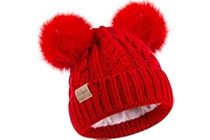 TONTULAND Kids Winter Beanie Children’s Warm Knitted Fleece Lined Ski Pom-Pom Warm Knit Hat for Boys & Girls 3-9 Years