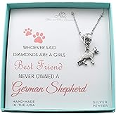 German Shepherd Necklace in Silver Pewter Necklace | 18 Inch Saturn Stainless Steel Chain | Gift For Dog Mom