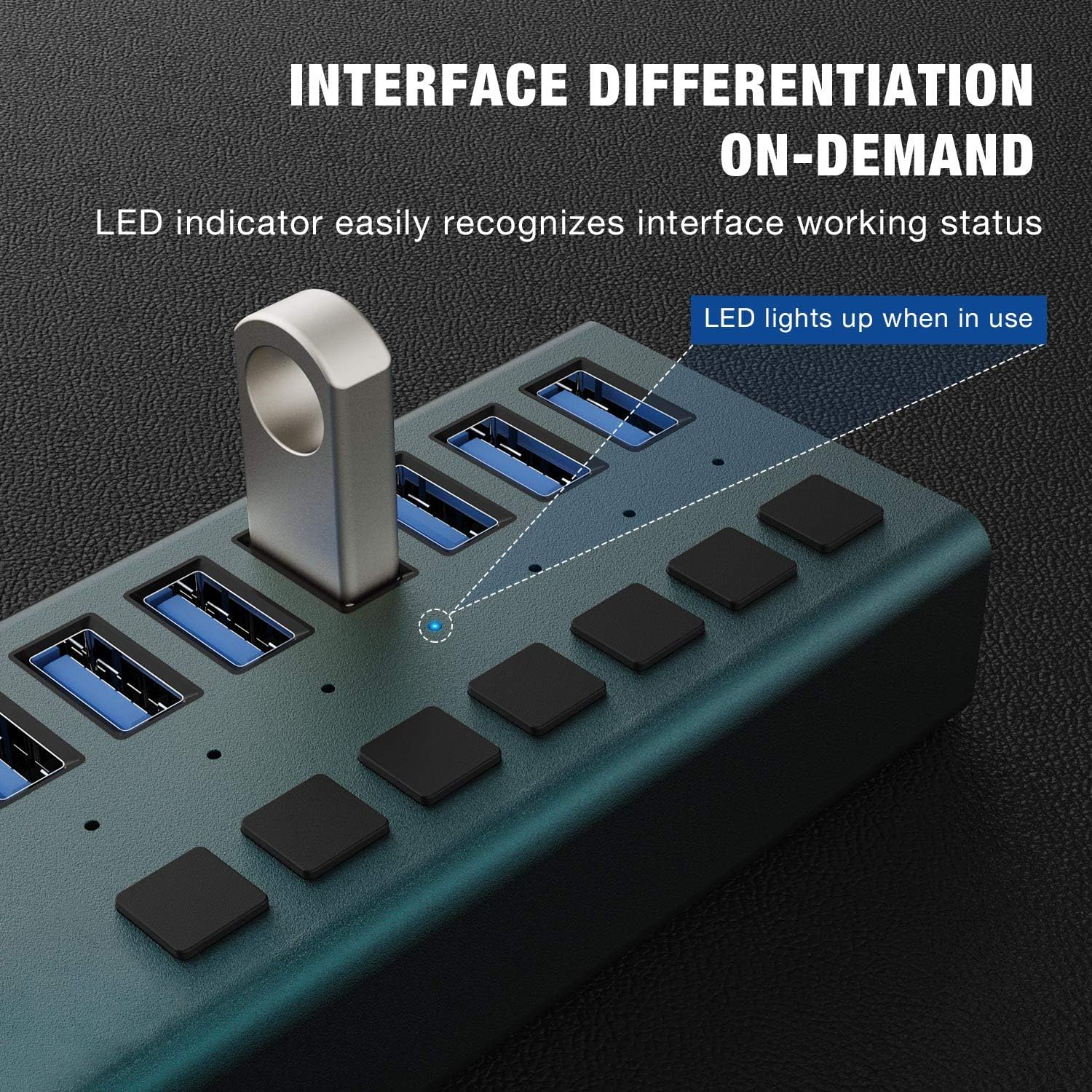 USB 3.0 Hub -7 Ports Powered USB Hub 36W USB Charging Hub with Individual On/Off Switches and 12V/3A Power Adapter and Multi-USB Port for PC, Laptop, Computer, Mobile HDD, Flash Drive and More（Green: Computers & Accessories