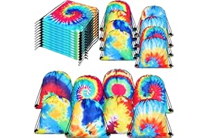 Lothee 30 Pack Drawstring Bags Party Favors for Kids Polyester Party Gift Bags Goody Backpack for Girls Boys Birthday Supplies(Tie Dye Style)