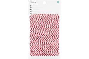 KINGLAKE Red and White Twine - 2mm Cotton Bakers Twine Red and White Christmas Ribbon String Holiday String 164 Feet for Gift Wrapping Baking Butchers Crafts Holiday Decoration Valentine's Day