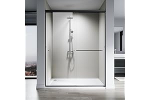 SL4U Shower Door 60" W x 76" H, Double Sliding Shower Door with 1/4" (6mm) Tempered Glass, Semi-Frameless Bypass Bathroom Door, Easy to Clean, Matte Black Finish