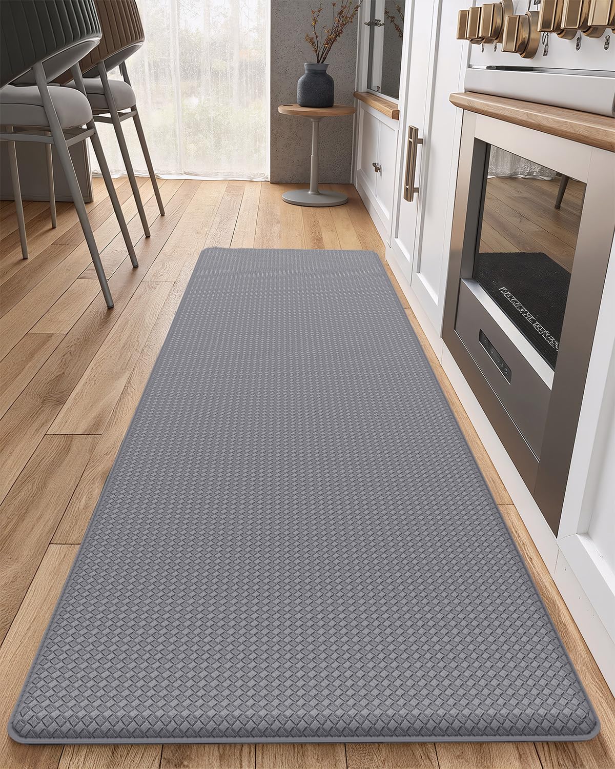 Photo 1 of Color&Geometry Anti Fatigue Cushion Kitchen Mat for Floor -24"x94",Wide,Easy Clean, Water & Oil Proof, Anti Slip, Foam Rubber Runner Rug for Front Sink Comfort Standing,Grey