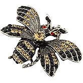 Knighthood Black and Silver Dressing Bee with Champagne Black and Red Stone Detailing Lapel Pin/Brooch