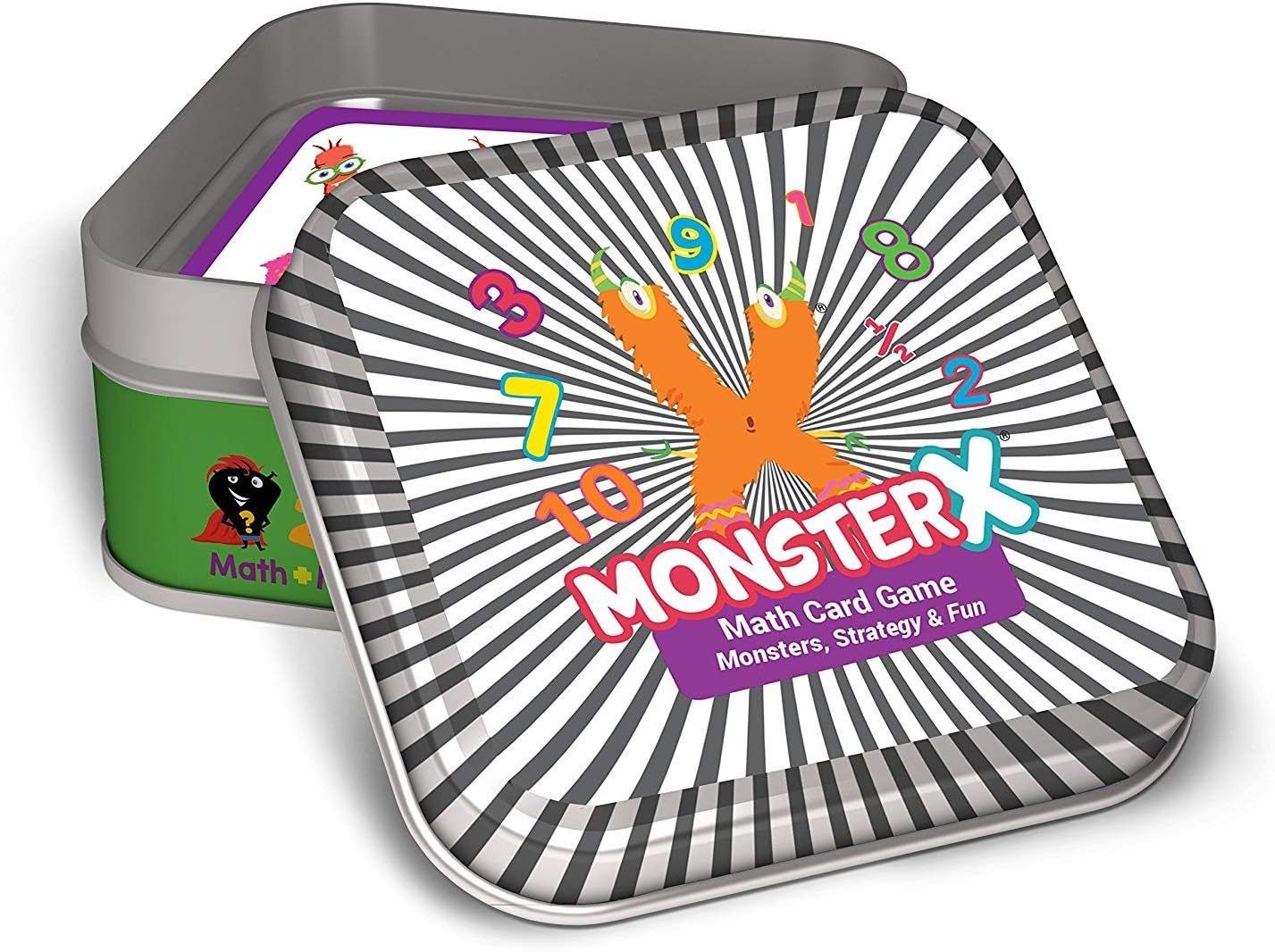 Qurious MonsterX | STEM Memory + Math Flash Card Game | Fun Super Monsters Improve Memory & Addition, Subtraction, Multiplication and Division | Perfect Compact Travel Game | up to 6 Players