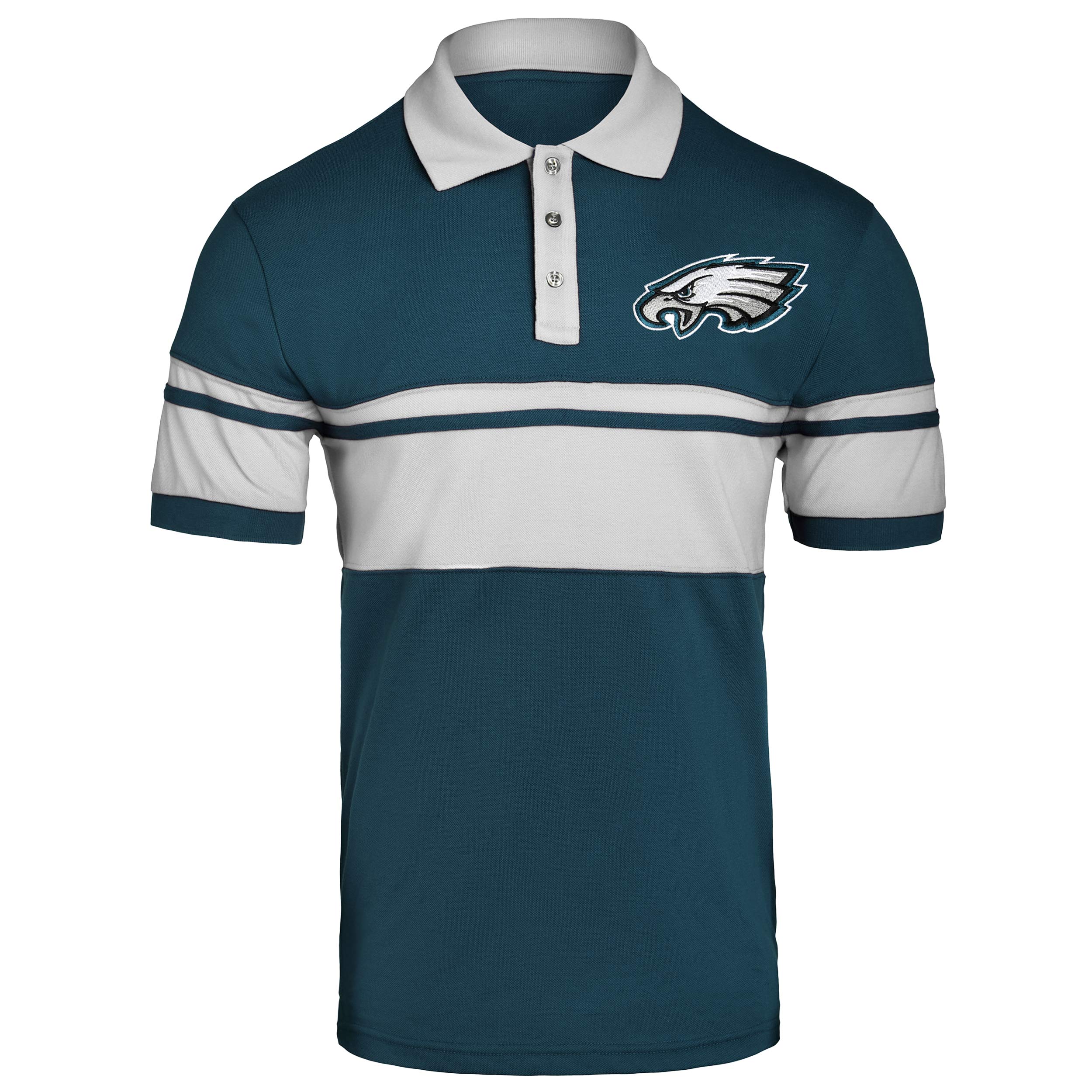 FOCO NFL Philadelphia Eagles Football Team Logo Cotton Stripe Polo Shirt, Team Color, Medium Image