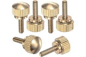 M METERXITY 6-Pack Knurled Thumb Screws, M3x10mm Solid Brass Round Head Knobs Bolts with Shoulder Grip Fasteners for Eye Glass Screws/PC Computer, Thumbscrew Threaded Knurled Tip