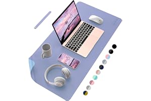 AFRITEE Multifunctional Office Desk Pad Protector - Waterproof PU Leather Mouse Pad Desk Mat for Desktop Dual Use Cover Protector for Office/Home Keyboard（Violet/Blue, 31.5" x 15.7"