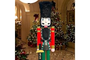 ECOM-CDL CDL 6feet/180cm/6ft/6foot Red and Black Giant Christmas Wooden Nutcracker Soldier Ornament Doll Gifts with Flussy Hat(6 feet, Soldier K06)