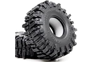 HOBBYSOUL 2pcs 1.0 Tires 64 * 25mm Soft Sticky Mud Slingers Tyres For RC Crawler 1/24 AX24 SCX24 FCX24 1/18 TRX4M Upgrades