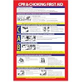 ZOCO - CPR &amp; Choking Poster - Updated CPR &amp; Choking Guidelines - Laminated 12x18 First Aid Sign - Heimlich Maneuver Chart for School Nurse, Childcare, Classroom, Restaurant &amp; Workplace