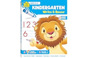 School Zone Kindergarten Write & Reuse Workbook: 52 Wipe-Clean Pages, Spiral Bound, Write-On Learning, Write & Wipe, Early Math, Includes Dry Erase Marker (School Zone Write & Reuse Workbook)