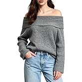 Womens Sexy Long Sleeve Off Shoulder Ribbed Knit Cropped Sweater Fall Solid Color Pullover Crop Tops 2026