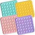 Push Pop Fidget Toy, 4-Pack Push Pop Bubble Fidget, Square Push Pop Bubble Sensory Fidget Toy, Pastel Pink, Mint, Yellow, Purple, Party Favors