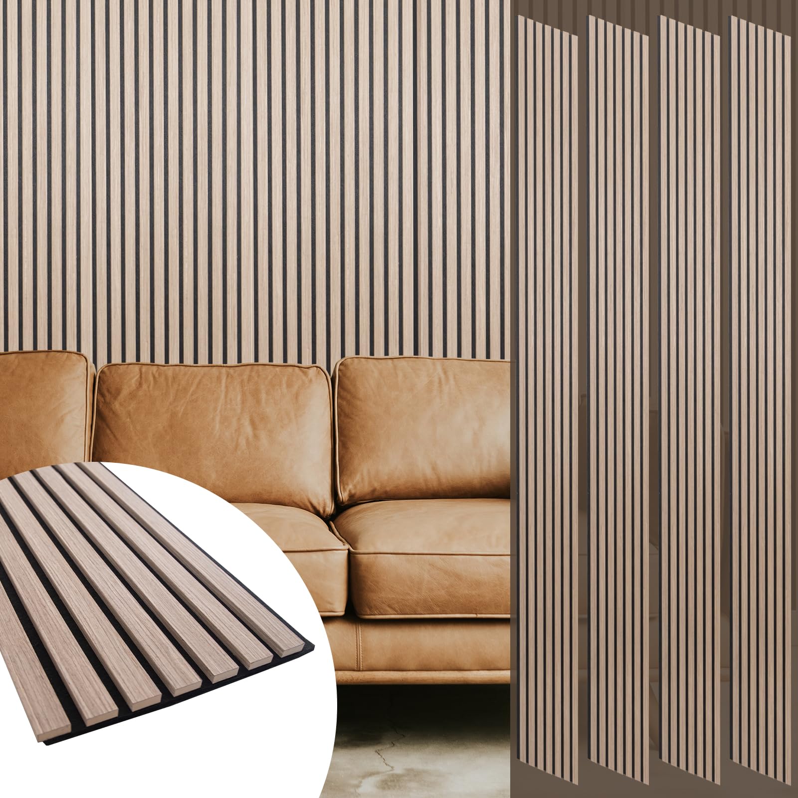 Photo 1 of Yuzzy Wood Panels for Wall and Ceiling - 108 x 11 Inch Wood Slat Acoustic Panels 4 PCS - Modern Sound Absorbing Wall Panels for Interior Wall Decor for Home, Office, Studio - Rustic Walnut