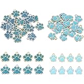 MECCANIXITY Dog Paw Print Charms, Alloy Enamel Footprint Pendants Sparkle Paw Bead Footprint Animal Charms for Necklace Bracelet
