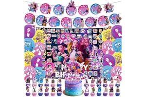 LONVICHTT Demon Birthday Decorations Hunter, 137 Pcs Party Supplies Kit with Large Backdrop, Banner, Cake Topper, Cupcake Picks, Balloons, Stickers for Themed Celebration