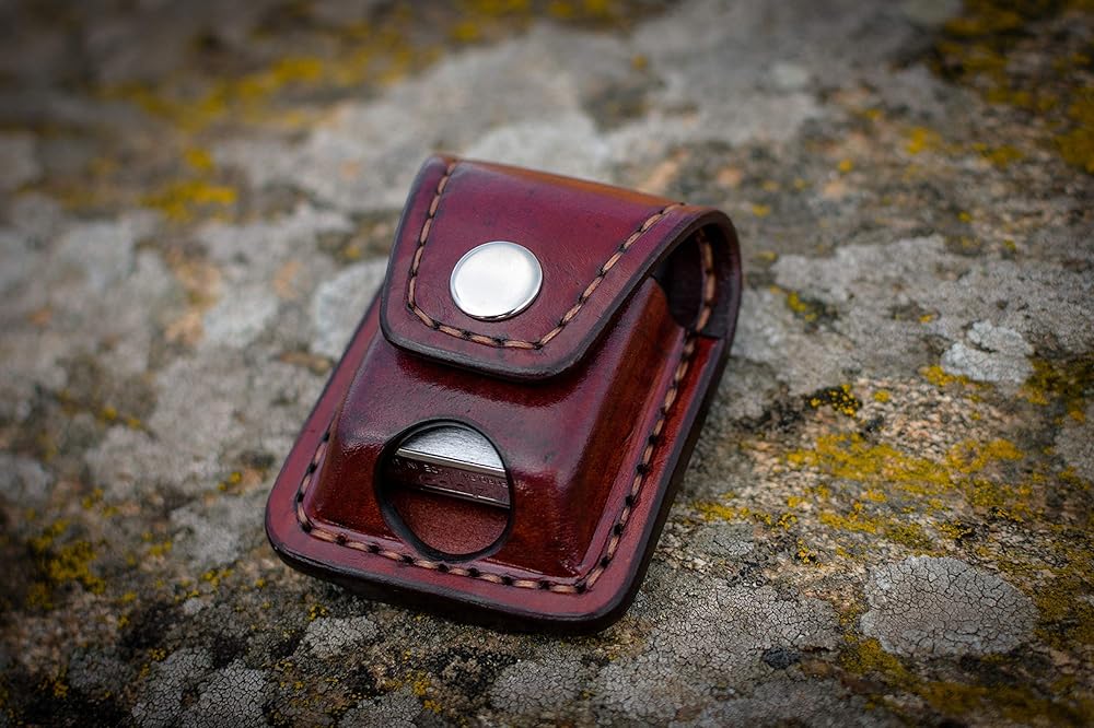Leather case made to fit Zippo lighter, custom leather