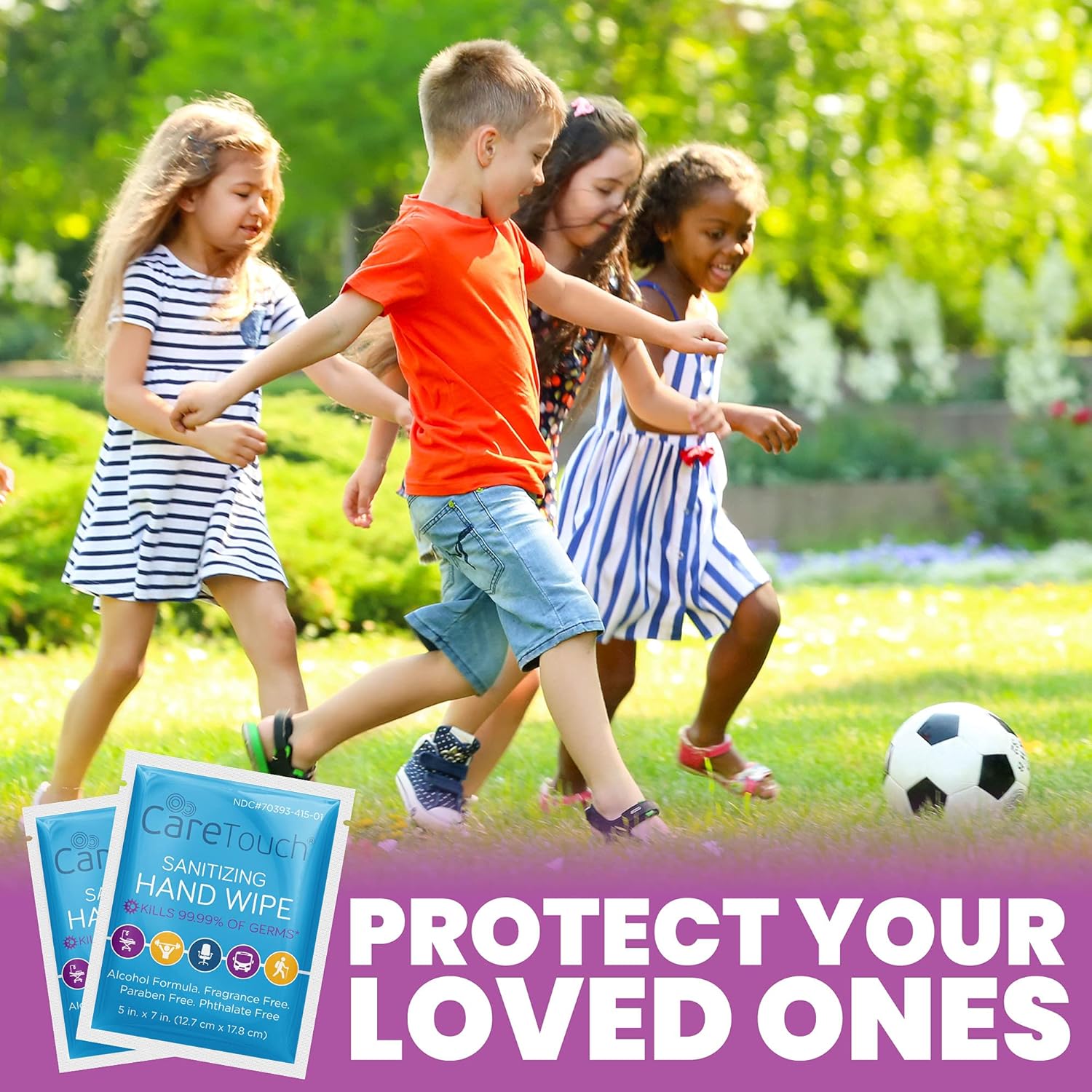 Care Touch Hand Sanitizing Wipes - 110 Individually Wrapped Scent-Free Wet Cleaning Wipes for Home, Office, Travel and Outdoor Use: Industrial & Scientific