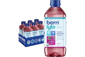 BERRILYTE Berri Lyte Plant Based Organic Electrolyte Solution – Pediatric Rehydration Drink – Low Sugar Grape Flavor, 1 L, 6 ct