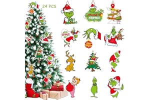 IGJUR 24pcs Christmas Tree Hanging Ornaments – Green Xmas Holiday Decorations for Indoor Christmas Tree & Home Décor